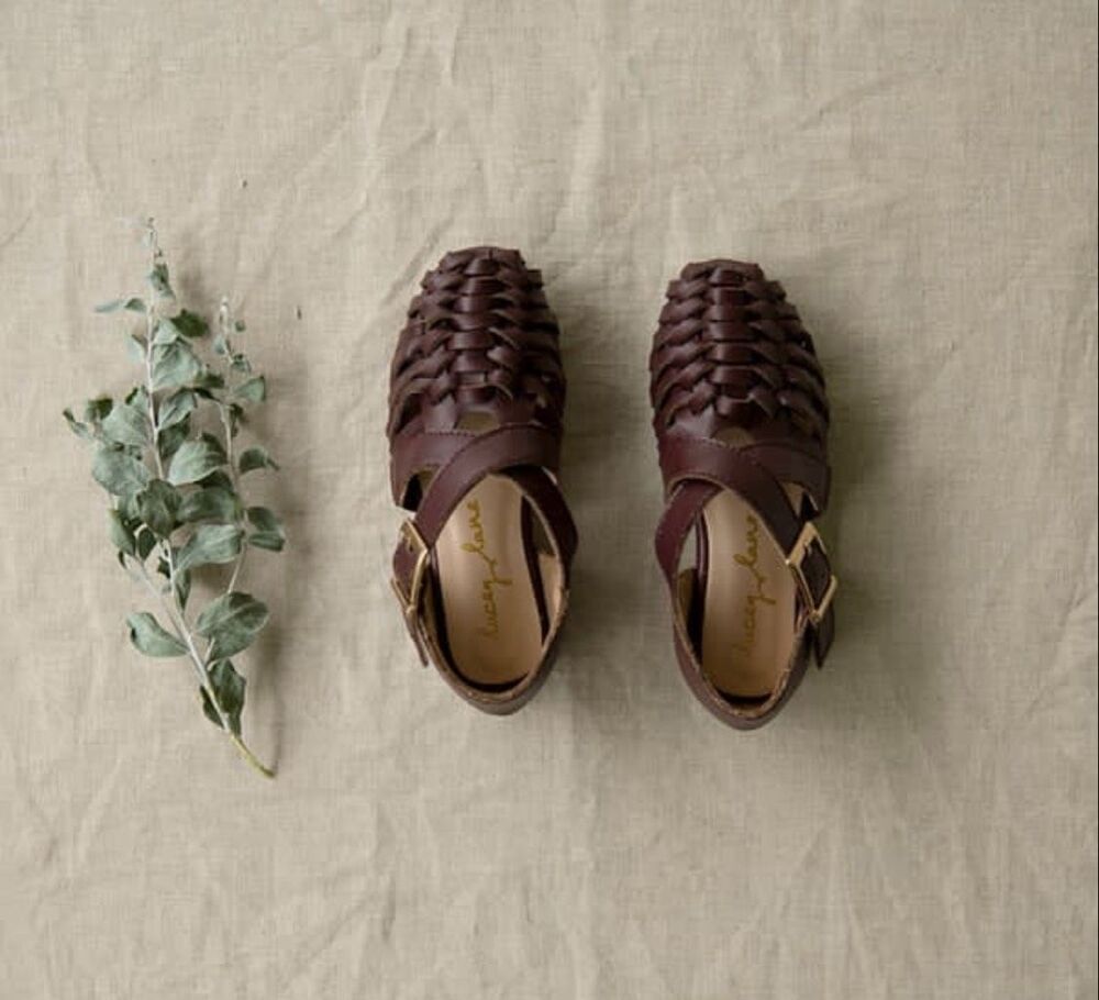 Lacey Lane size 10 girls Brown Huarache sandals woven round pointed toe summer s
